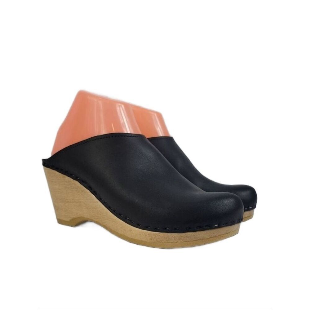 No. 6 Black New School Wedge Clog -Women's
